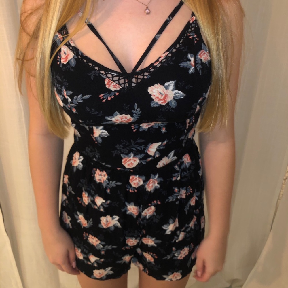 Black floral Romper